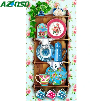 

AZQSD Flower Diamond Embroidery Kitchen Wall Decor Diamond Painting Full Square Crystal Mosaic Picture of Rhinestone