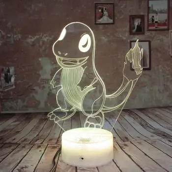 

3D Illusion LED Fire Dragon Night Light 7 Colors Pokemon Touch Switch USB Table Lamp for Holiday Gifts Home Decorations Light