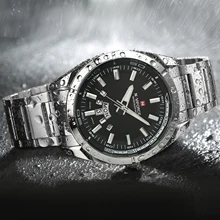 NAVIFORCE Casual Military Watches Quartz Date Clock Luxury Watch Men Stainless Steel Strap Waterproof Sport Business Wristwatch eyki men s watches women full stainless steel business dress quartz wristwatch unisex strip waterproof golden date lovers clock