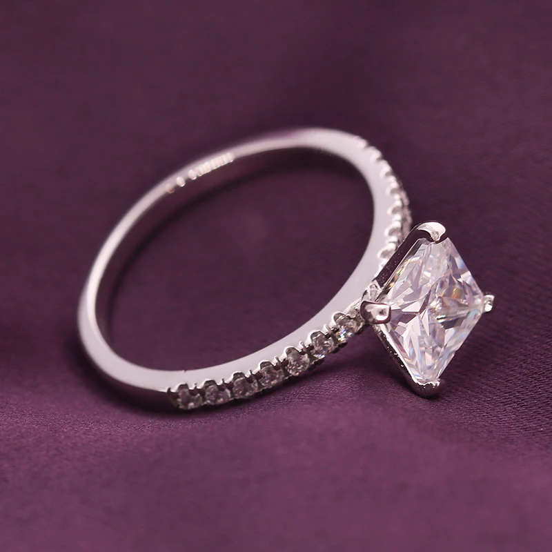 Personalized 925 silver big princess cut 7mm Amore ring sets sparkling diamante women's rings imitation jewelry