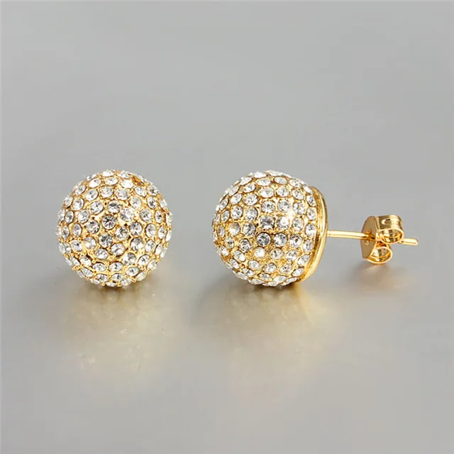 Top Design 18k Gold Plated Ball Stud Earrings Cz Diamond Engagement Top Design 18k Gold Plated Ball Stud Earrings Cz Diamond Engagement Jewelry Does Not Fade E676