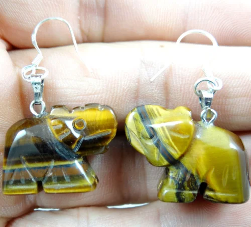 Серьги подвески из натурального кварца тигрового глаза опала слона|earrings for|earring