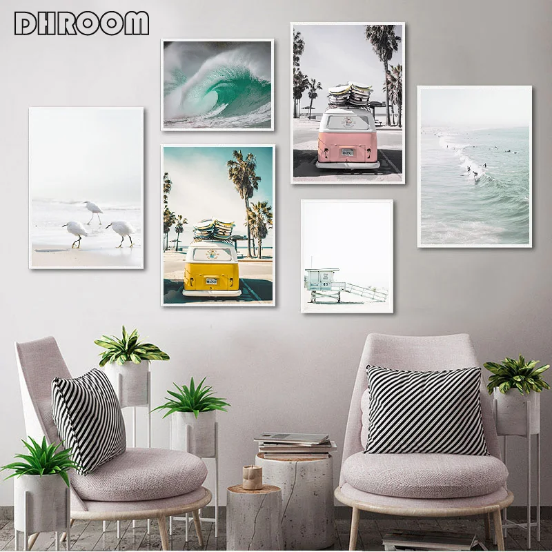 

Nordic Landscape Beach Ocean Wall Art Picture Scandinavian Poster Print Camper Canvas Painting on The Wall Living Room Decor