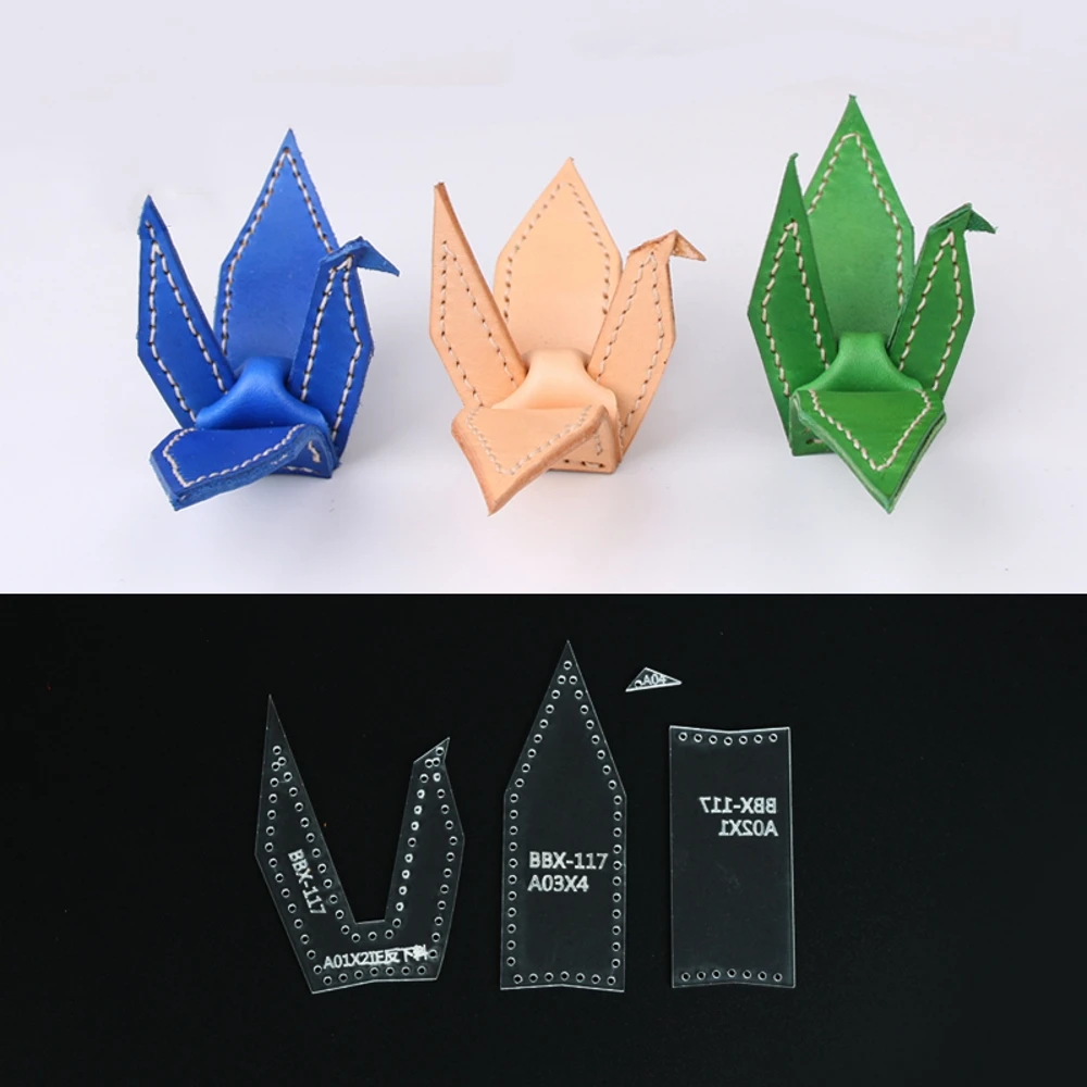 Us 323 19 Off4 Pcs Diy Leather Craft Acrylic Origami Crane Keyring Key Chain Stencil Template In Leathercraft Tool Sets From Home Garden On