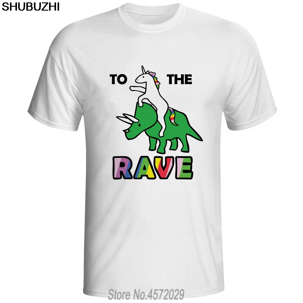 

High Quality Popular To The Rave Unicorn Riding Triceratops Men's Short Sleeve T shirt Printed Casual Fashion Summer euro size