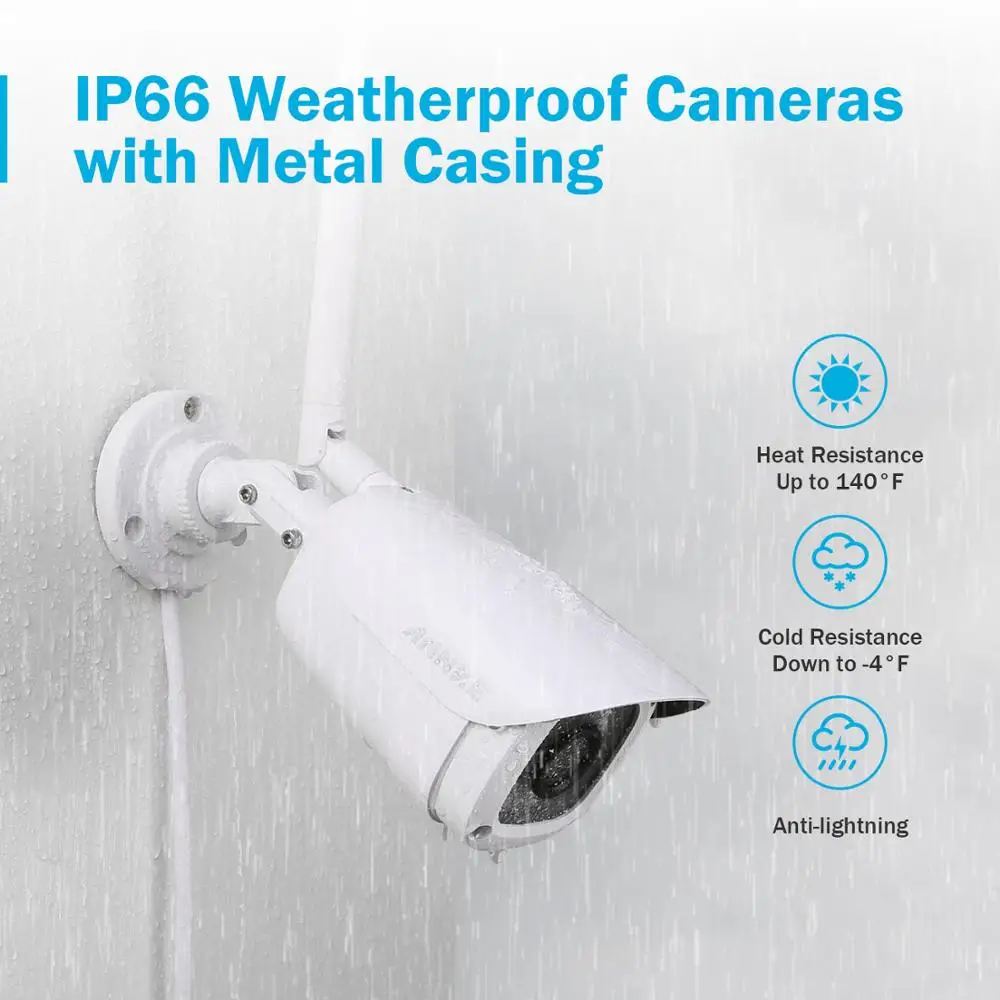  ANNKE 8CH 1080P FHD Wireless NVR Video Security System With 4PCS 2MP Bullet Outdoor Weatherproof IP