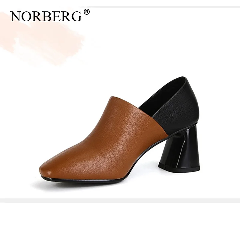 

NORBERG 2019 new women boots wild solid color shoes thick with high heels ladies casual shoes with Roman shoes woman boots