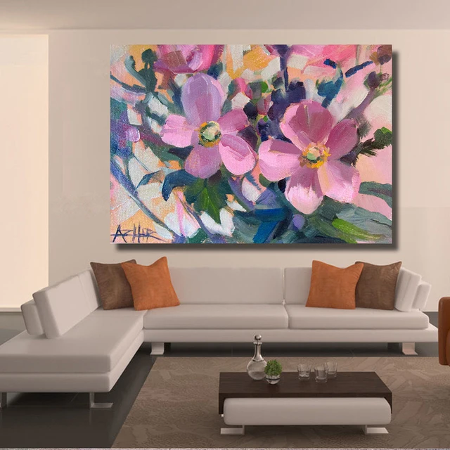 Qkart Home Decor Canvas Wall Art Small Wildflowers Oil Painting Qkart Home Decor Canvas Wall Art Small Wildflowers Oil Painting Print Pictures For Living