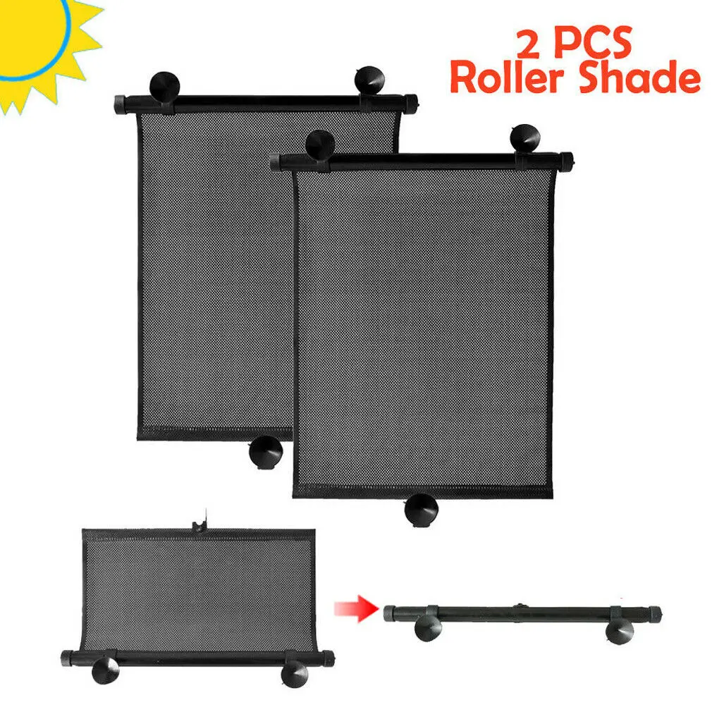 

2PCS Retractable Car Auto Side Window Baby Sun Shade Shield Cover Roll Curtain Visor