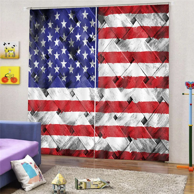 

3D Digital Print American Flag Blackout Curtains for Bedroom Solid Colors Living Room Window Custom Made Home Decor Draps MA3