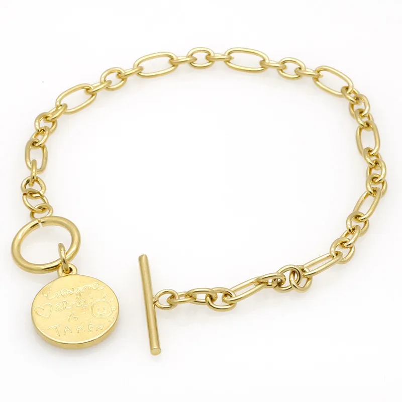 

pulseras mujer New Fashion Popular Gold Color "Be Yourself" Letter Pendant Chain Bracelets & Bangles Jewelry For Women
