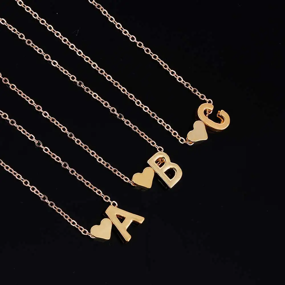 FAMSHIN модное персонализированное ожерелье с подвеской в виде буквы алфавита в форме сердца и сердца, оригинальное ожерелье s, подвески для женщин, мини-ювелирная цепочка