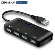 ZEUSLAP USB3.0 концентратор быстрая скорость 4 порта USB 3,0 разветвитель usb-хаб 3,0 адаптер Аксессуары для ноутбуков концентратор Usb для ноутбуков