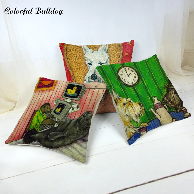 

Cushion cover Pug Poodle Lhasa Dog Scottish Terrier Corgi Basset Hound Golden Retriever Home Sofa Car Seat Decoration Pillowcase