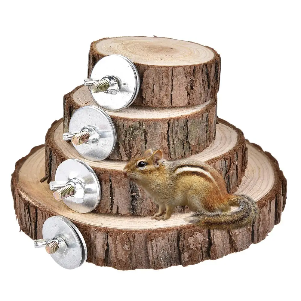 Natural Wooden Logs Board Hamster Wooden Platform For Chinchilla Guinea Pig Squirrel Totoro Parrot Jumping Small