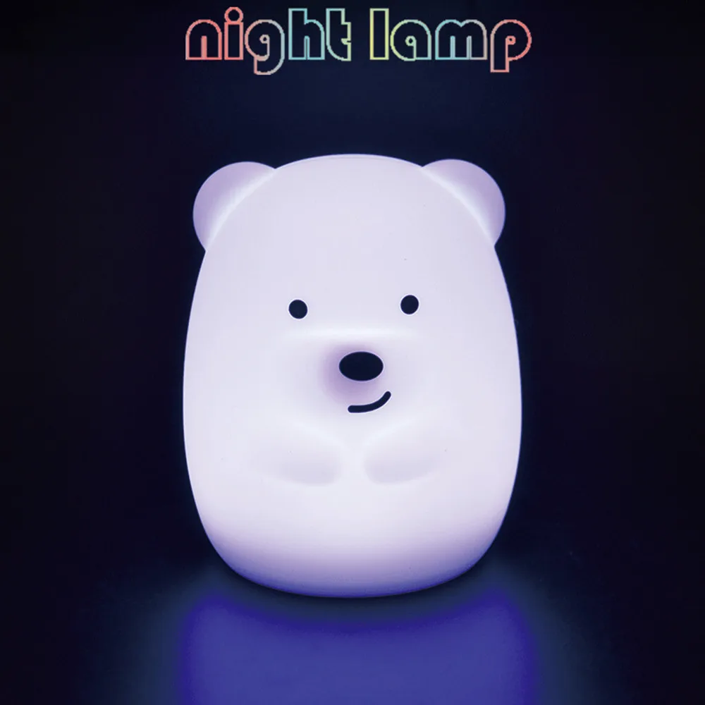 SuperNight Cute Bear Dog Monkey Fox LED Night Light Touch Sensor Colorful Silicone Cartoon Table Lamp for Children Kids Baby (4)