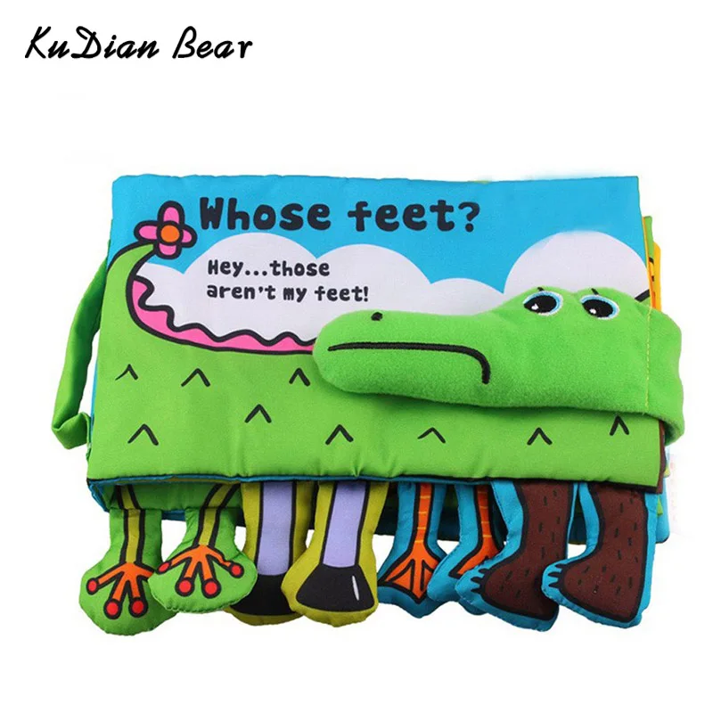 

KUDIAN BEAR Baby Cloth Book Children Educational Toys Soft Fabric Crocodile English Teaching Quiet Book Baby Toy BYC081 PT49