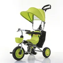 folded baby walker with sunroof hot sale child tricycle bicycle with storage basket back handle control direction fashion cart