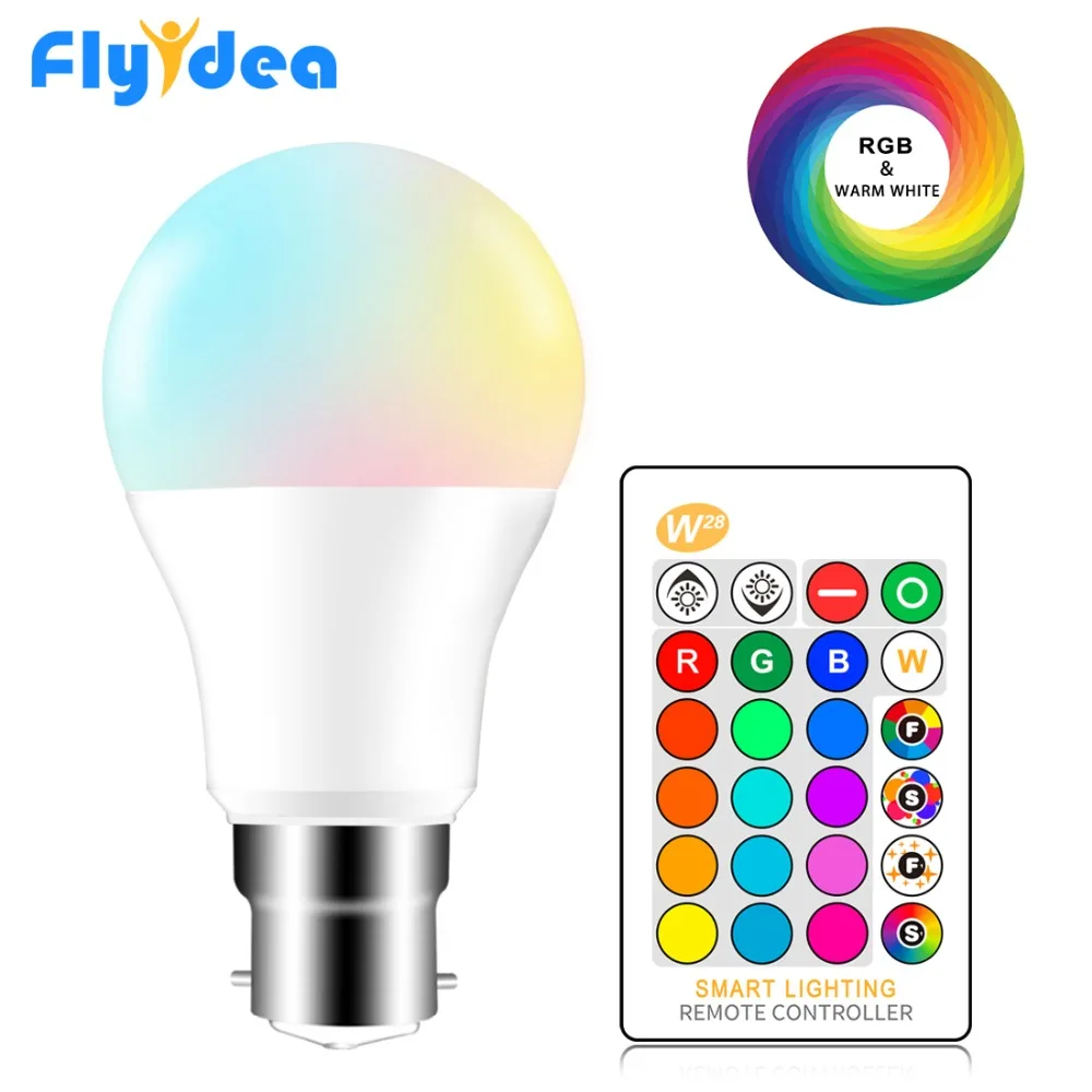 B22 байонетная RGB Светодиодная лампа 5 Вт 10 15 диммируемая 16 Магия Изменения Цвета