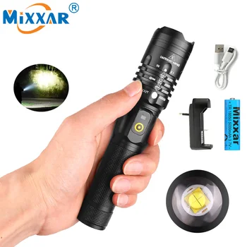 

Dropshipping LED Flashlight Super bright USB Zoomable XHP50 powerful lantern torch 18650 Rechargeable battery camping hunting