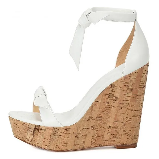 white leather wedge sandals