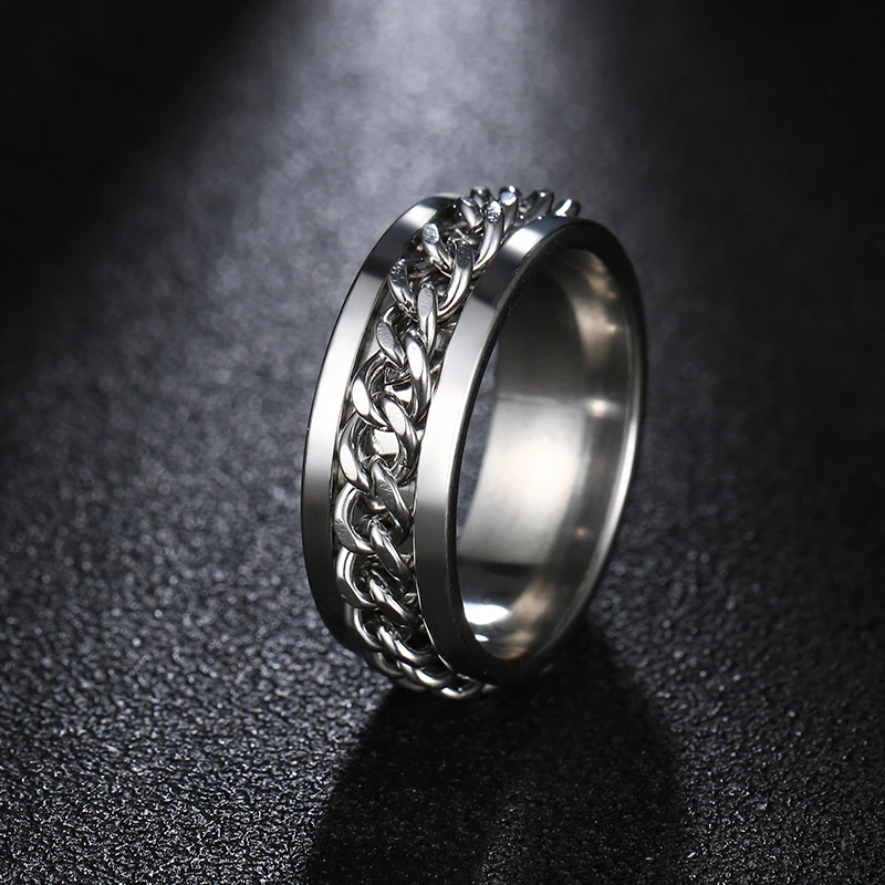 

DOTIFI 316L Stainless Steel Rings For Women Punk Rock Accessories 3 Color Chain Engagement Wedding Ring Jewelry