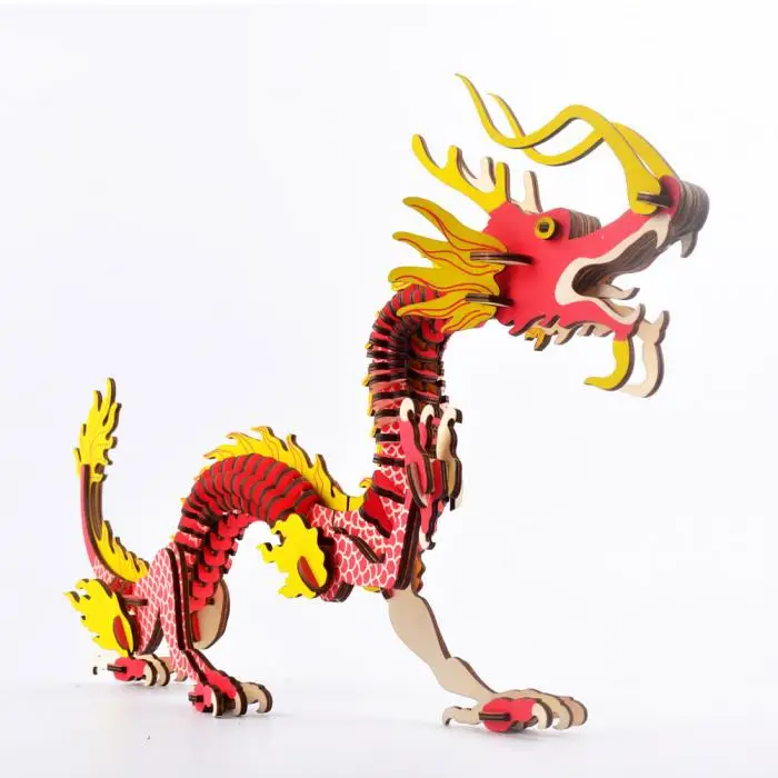 Новое животное DIY 3D Сборка Деревянный Китайский дракон головоломка модель игрушки для детей домашний декор
