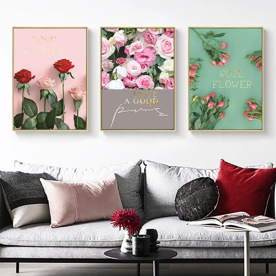 Pink-romantic-Rose-Flower-Landscape-Wall-Art-Canvas-Painting-modern-Love-quote-poster-and-print-living (3)