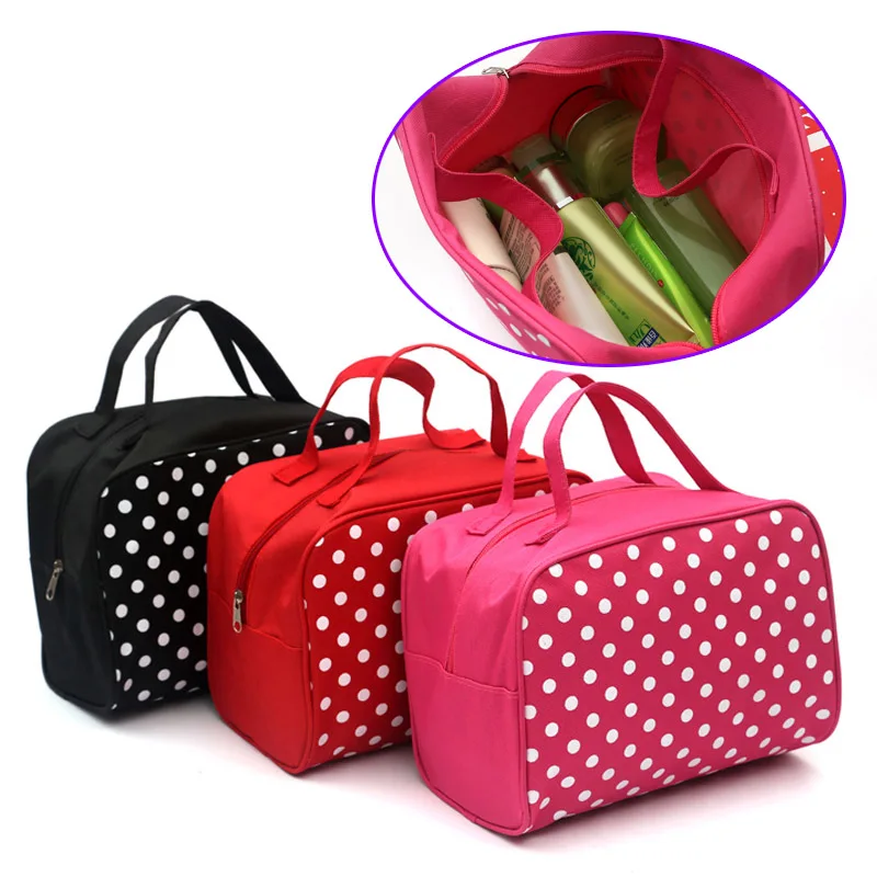 Fashion Lady Organizer Multi Functional Cosmetic Storage Dots Bags Women Makeup Bag With Pockets