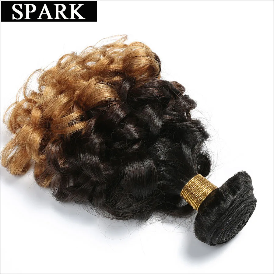 Spark 1b 4 27 3 Tone Ombre Malaysian Bouncy Curly font b Hair b font Bundles