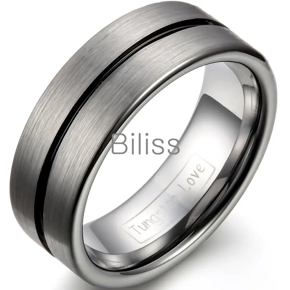 Stainless Steel Diagonal Grooved Comfort Fit Cushion Band Ring