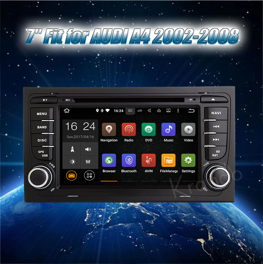Flash Deal Krando 7" Android 8.0 touch screen car audio gps dvd for AUDI a4 2002-2008 radio player navigation multimedia system WIFI DAB+ 1