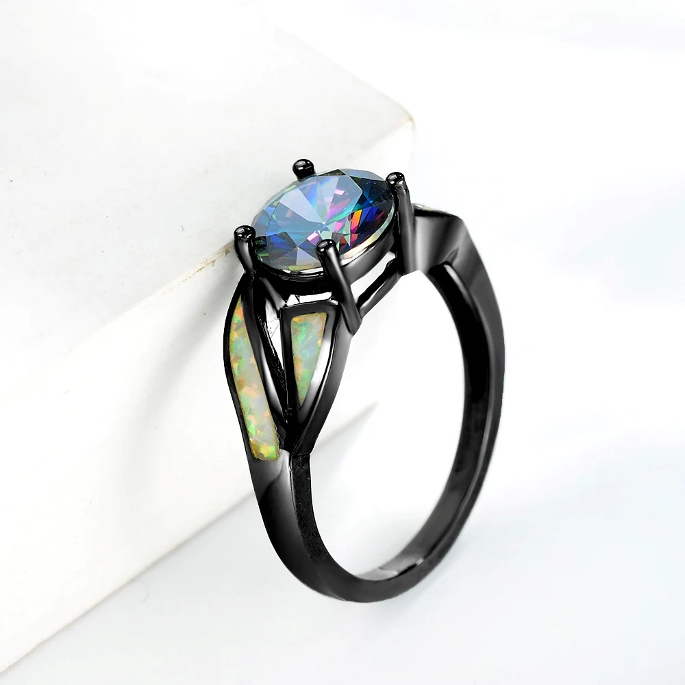 colorfull crystal women opal ring