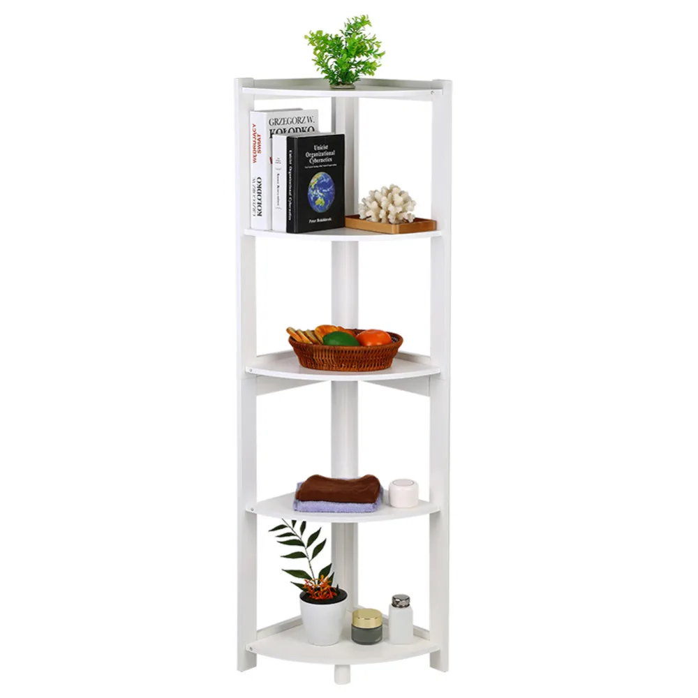 5-tier Corner Bookshelf Storage Cabinet Bookcase Rack Organizer Cd Book Decor Bathroom Hardware Bathroom Shelves
