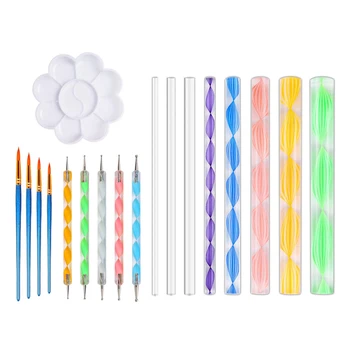 

21Pcs/set Mandala Dotting Tools Dot Painting Kit Pottery Acrylic Rods Sculpture Rock Painting Mandala Stencils Nail Art Pen Tool