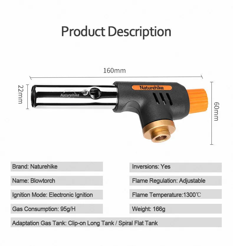 Naturehike инструменты для пикника Портативный Аэрограф многоцелевой паяльник Открытый Пикник воспламенитель Регулируемая огневая сила выпечки барбекю инструменты