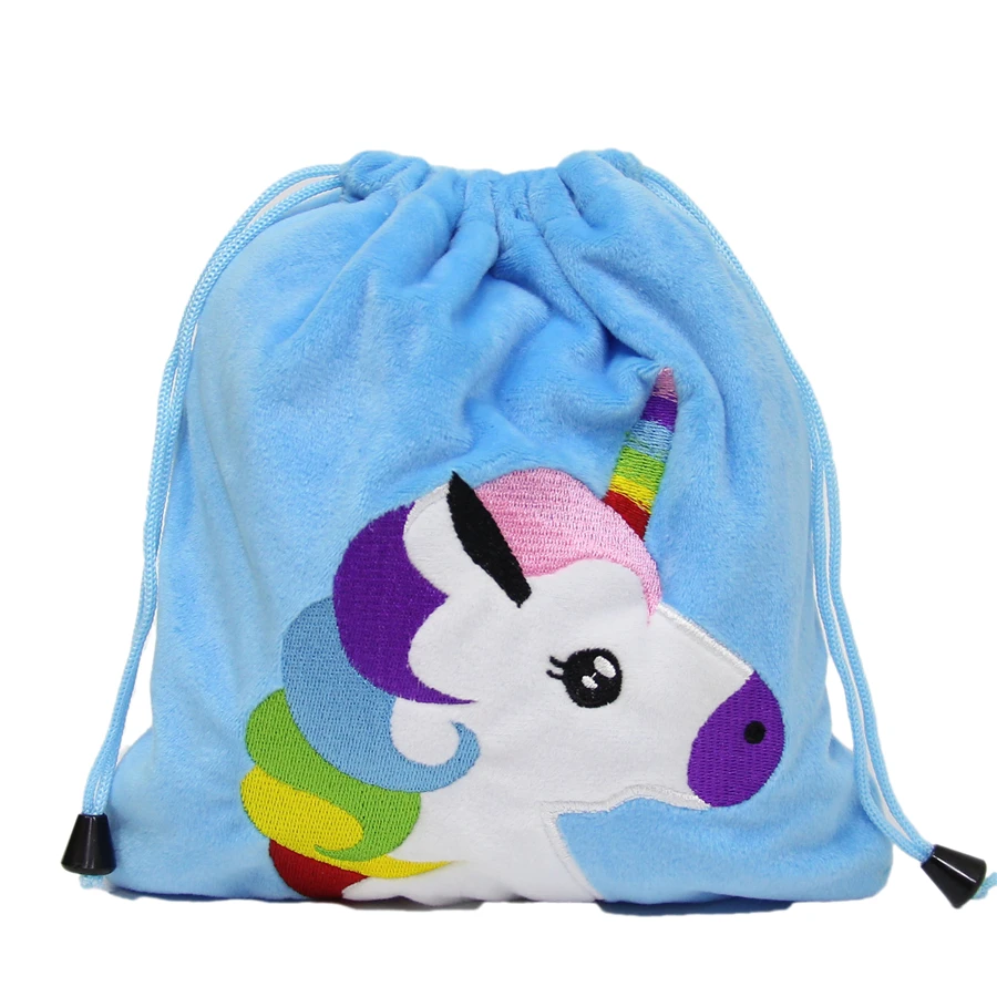 

Blue Red Rainbow Unicorn Animal Figure Plush Backpacks Girl Storage Bag Drawstring Makeup Bag Organizer Plush Doll Bunch Pocket