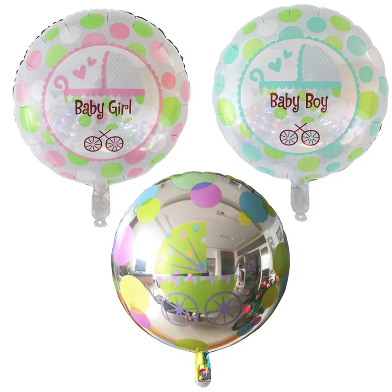 

New 18" Baby Girl or Boy Round Pram Foil Balloon Baby Shower Christening Birthday