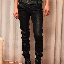 Новинка г. Корейский Штаны мужские модные повседневные узкие Штаны Яркие Кожаные Брюки прямые парикмахера певец из ночного клуба костюмы