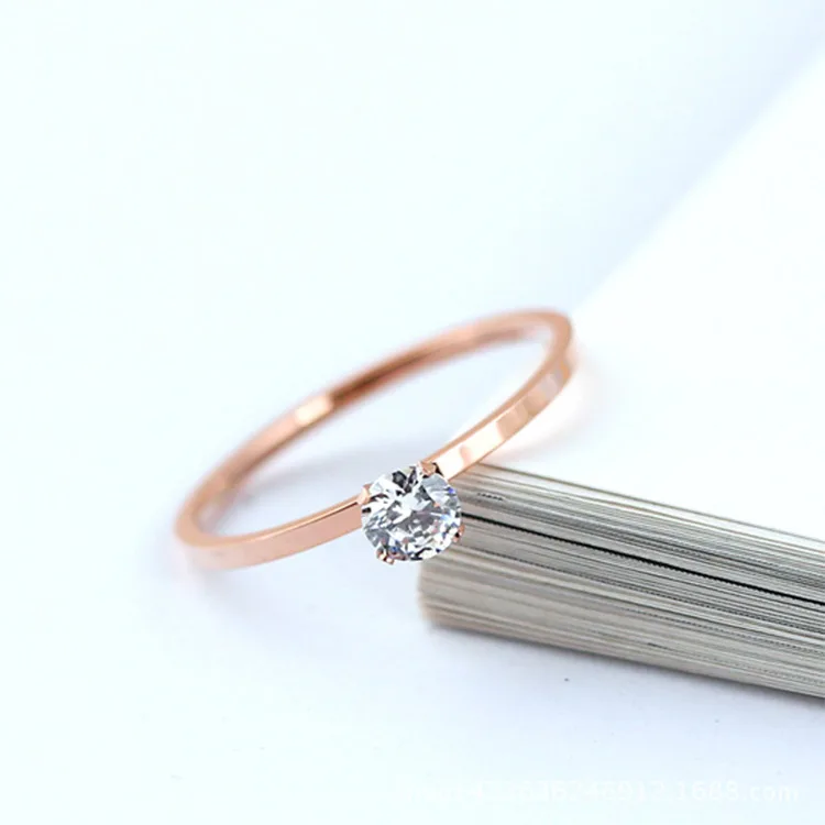 

Rose Gold Silver Colors Luxury CZ Crystal Rings for Woman Girl Wedding 316 L Stainless Steel Jewelry Prevent Allergy