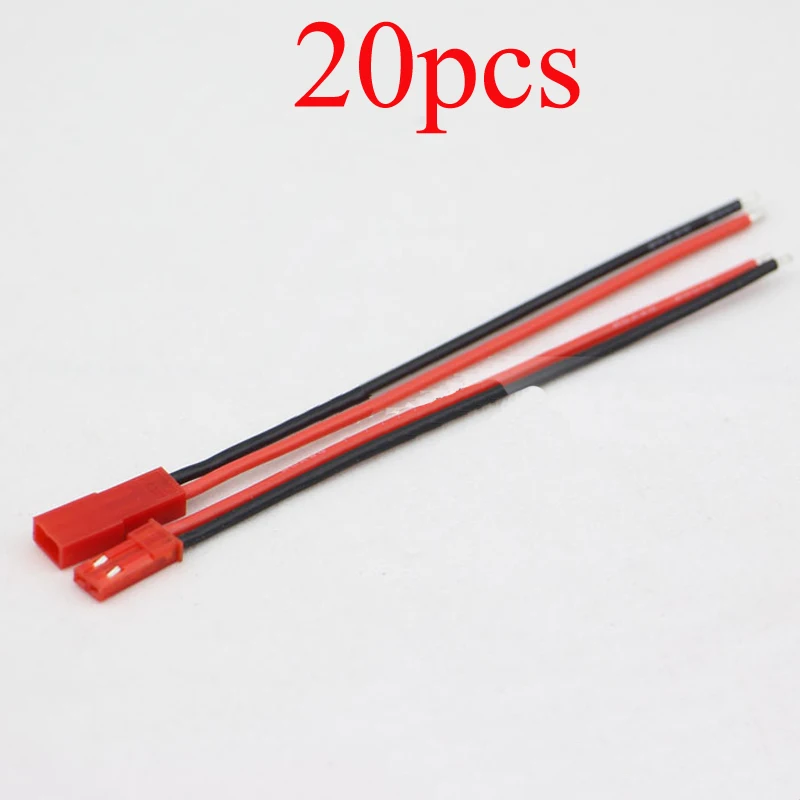 20PCS 20AWG Silicone Line JST Plug Cable Connector Wire 10cm Male Female Cord for Battery ESC RC Drone Aircraft Spare Parts | Игрушки и