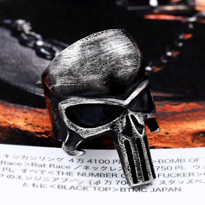 BEIER Drop shipping 2018 New Cool Stainless Steel Fashion Punisher Skull Ring Punk Unqiue Jewelry For Men free shipping BR8-407