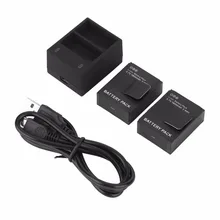 2PCS Camera Battery 3.7V + USB Dual Charger For Gopro Hero 3/3+ AHDBT-201/AHDBT-301 Camera Accessories with Black Travel Charger
