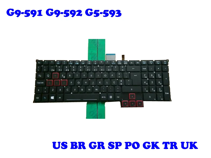 Клавиатура для ноутбука ACER для Хищник 15 17 G9-791 G9-791G G9-591 G9-591G G9-591R G9-592 G5-793 английский США в виде турецкого номерного знака Бразилия br Португалия