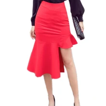 Elegant элегантная женская юбка с высокой талией Корейская длинная стильная юбка женская плюс размер летние OL юбки для женщин плюс размер