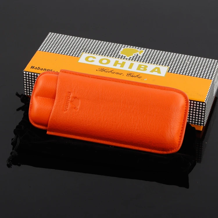 Cohiba кожа специальный оранжевый портсигар увлажняющий пробки держатель 2 пальца