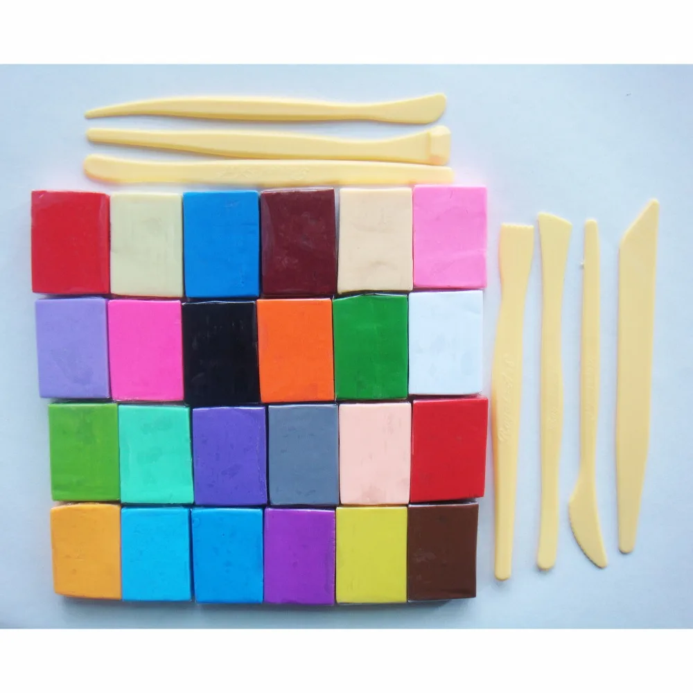 Polymer Clay Starter Kit, 24 Colors of Oven Bake Clay Blocks, 5