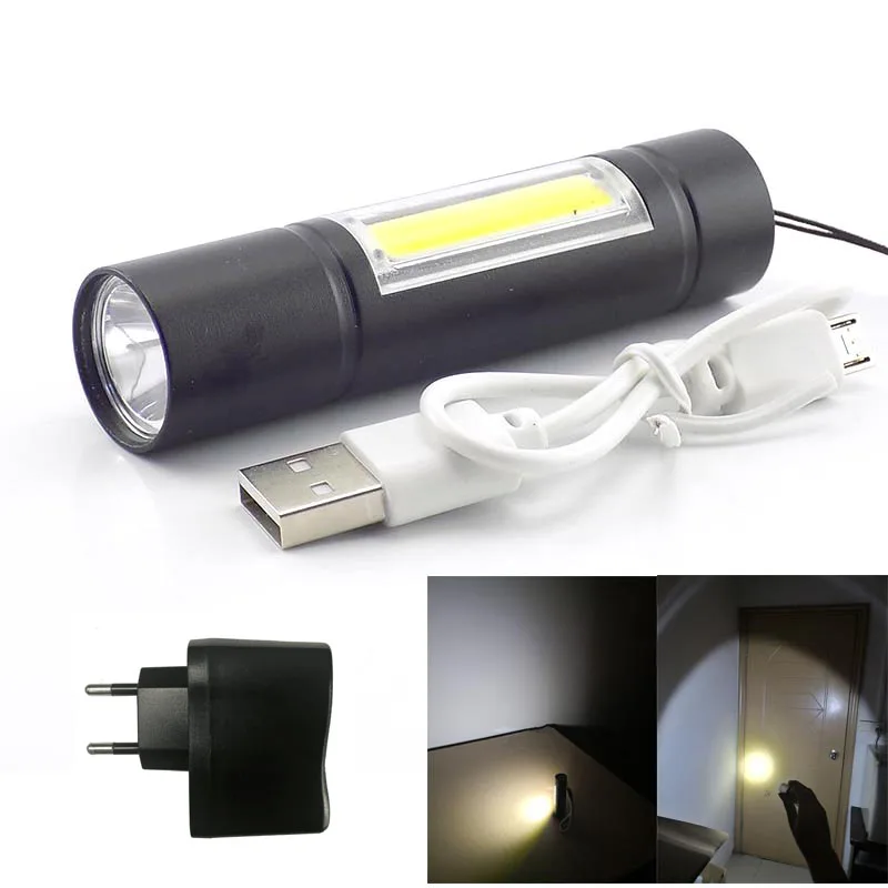 Высокомощный светодиодный мини фонарик COB Q5 с 2 светодиодами перезаряжаемой USB