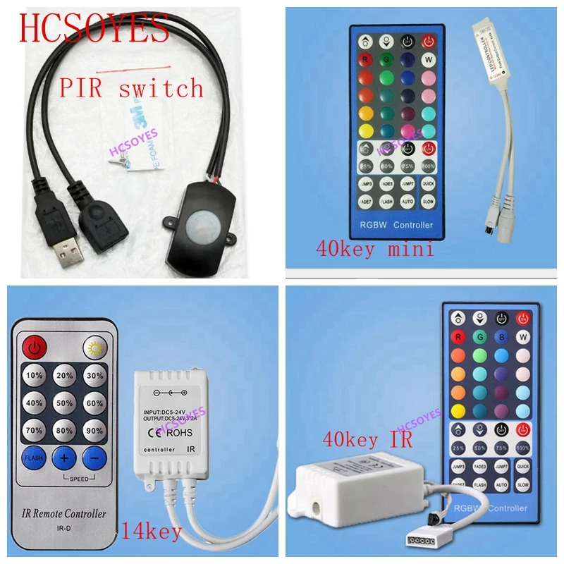 DC12 24V 14key/40key IR/40key mini/PIR переключатель reote rgb/RGBW PIR беспроводной светодиодный