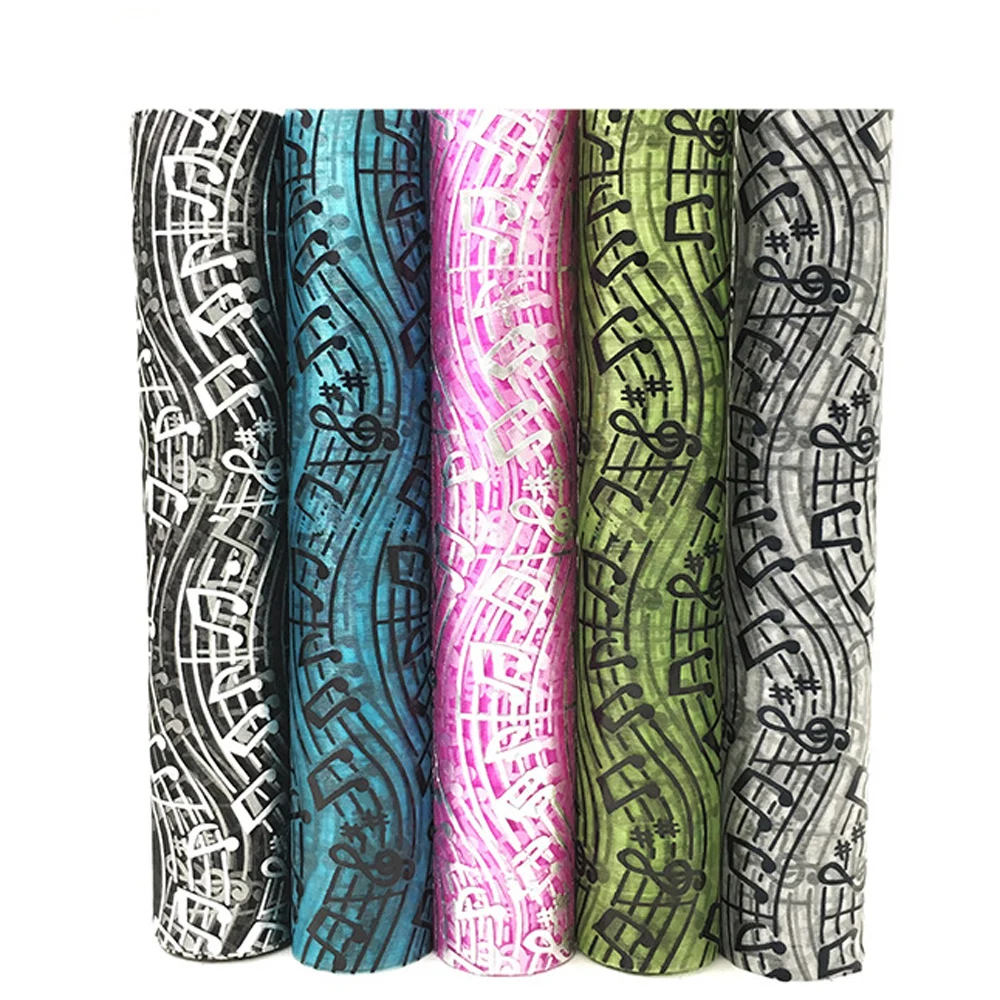 Amawill Musical Note Printed Tulle Rolls Music Pattern Organza Fabric for Tutu Skirt Home Decor Curtains